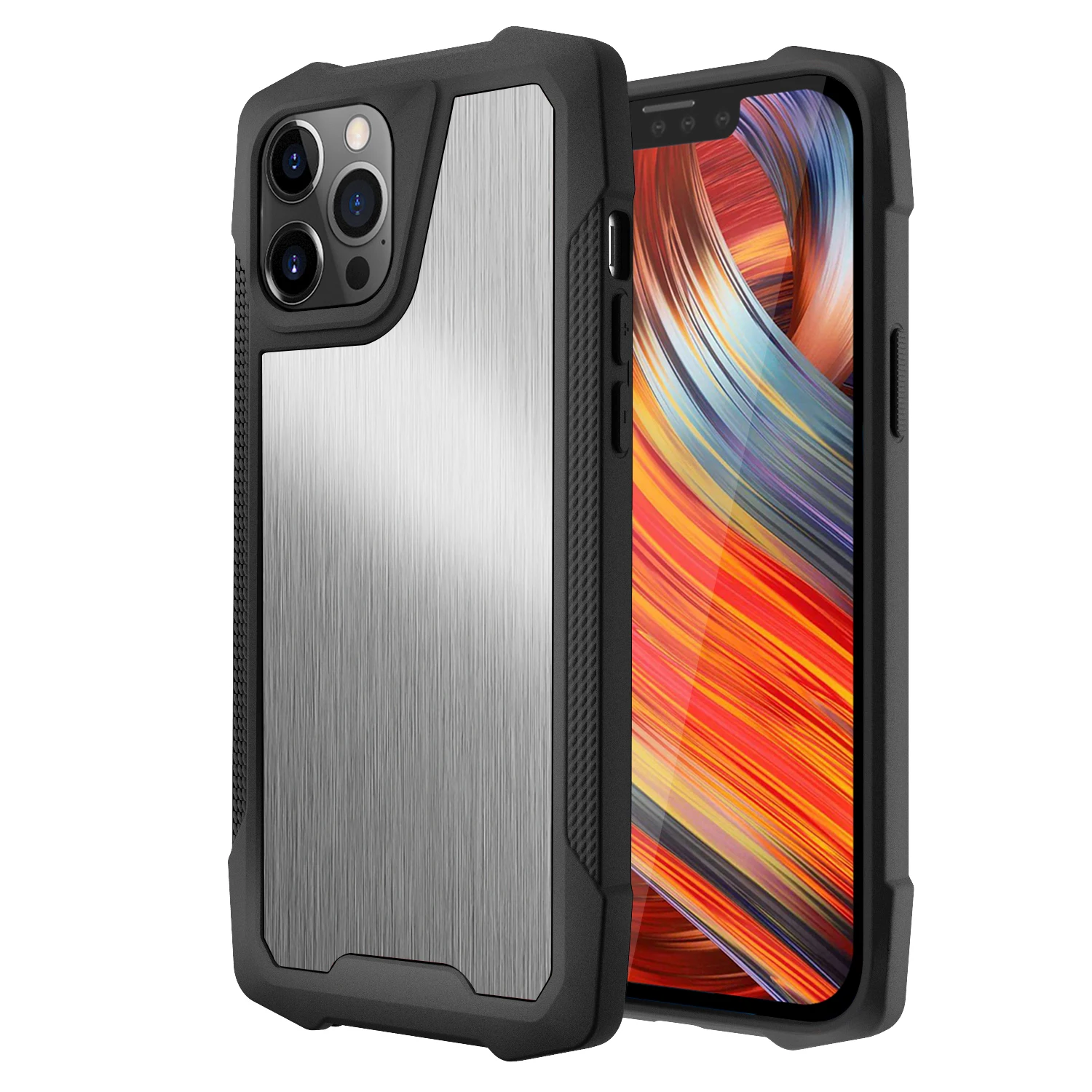 

Iphone 13promax Stainless Steel Metal Acrylic Phone Case For Iphone 12 Four Corners Drop-Resistant Hard Case Cover