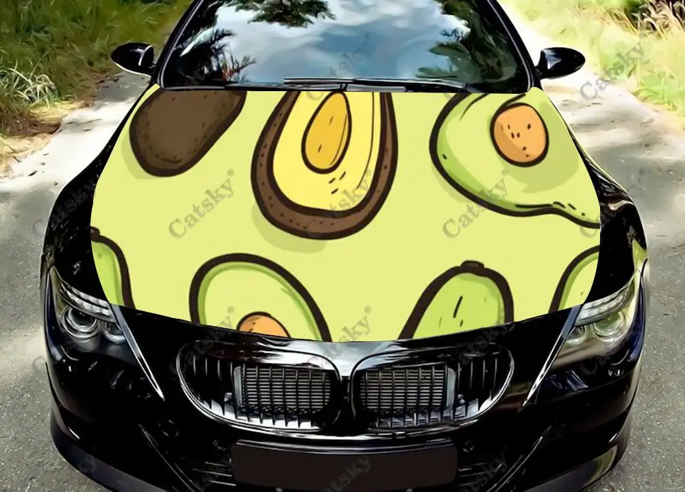 

Custom Cute Avocado Fruit Car Hood Vinyl Sticker Wrap Film Engine Cover Decal Sticker Universal Size Car Hood Protect Film