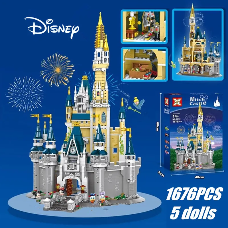

Disney Mickey Castle Smaller 71040 Minnie Donald Duck Mini Fairy Princess Friends Figures Building Blocks Bricks Toys Kid Gift