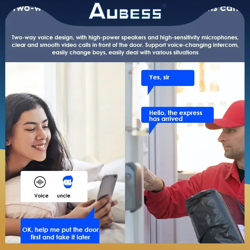 

Беспроводной умный дверной звонок с Wi-Fi и переменным звуком