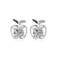 kose new s990 sterling silver zircon stud earrings womens fashion apple hearts and arrows silver ladies stud earrings jewelry