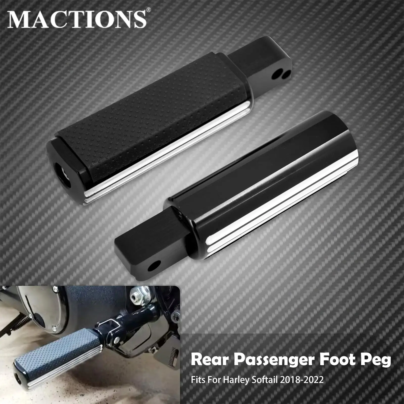 

Motorcycle Rear Passenger Defiance Footpegs Non-Slip Footrest Pedal For Harley Softail Fat Bob FXFBS Breakout Low Rider 2018-22