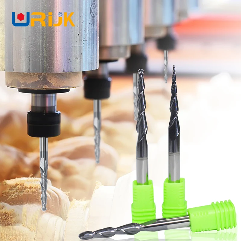 

3.175mm Tungsten Solid Carbide End Mill Ball Nose Tapered End Mills Woodworking Router Bits Long CNC Taper Metal Milling Cutter