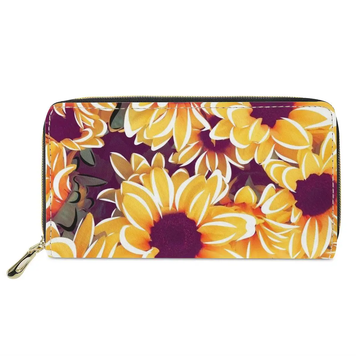 Sunflower Pattern Women's Wallet Lightweight Zipper Purse Card Case Cover Low Price Monedero Mujer Tas Wanita Branded Original