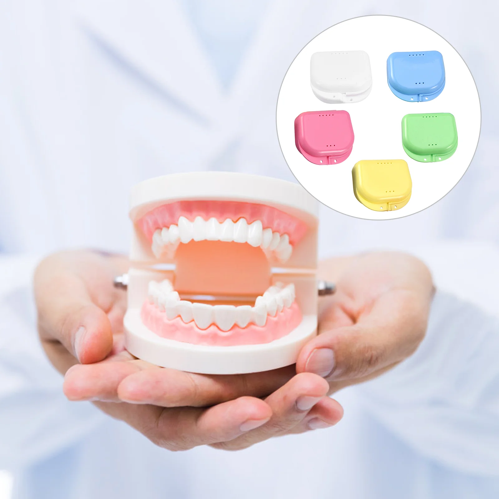 

Pack of 5 Braces Container Practical Retainer Box Mouth Guard Box Denture Box for Men Student
