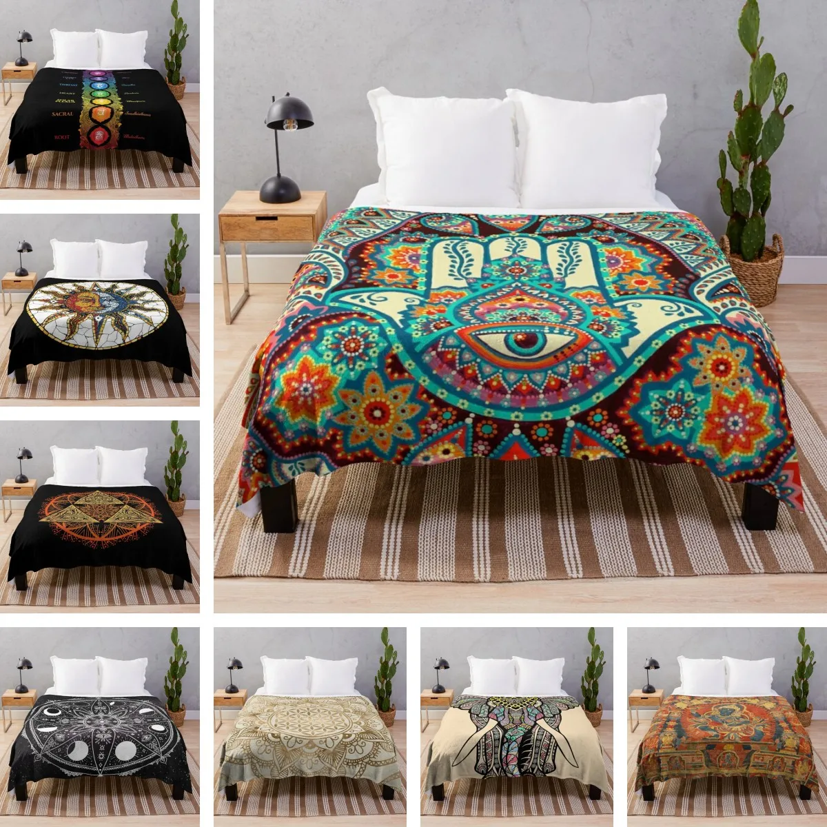 

Mandala Floral Lightweight Throw Blanket for Sofa Couch Bed Chair Indoor Outdoor Travel Print Decorative Cozy Soft Flannel Women