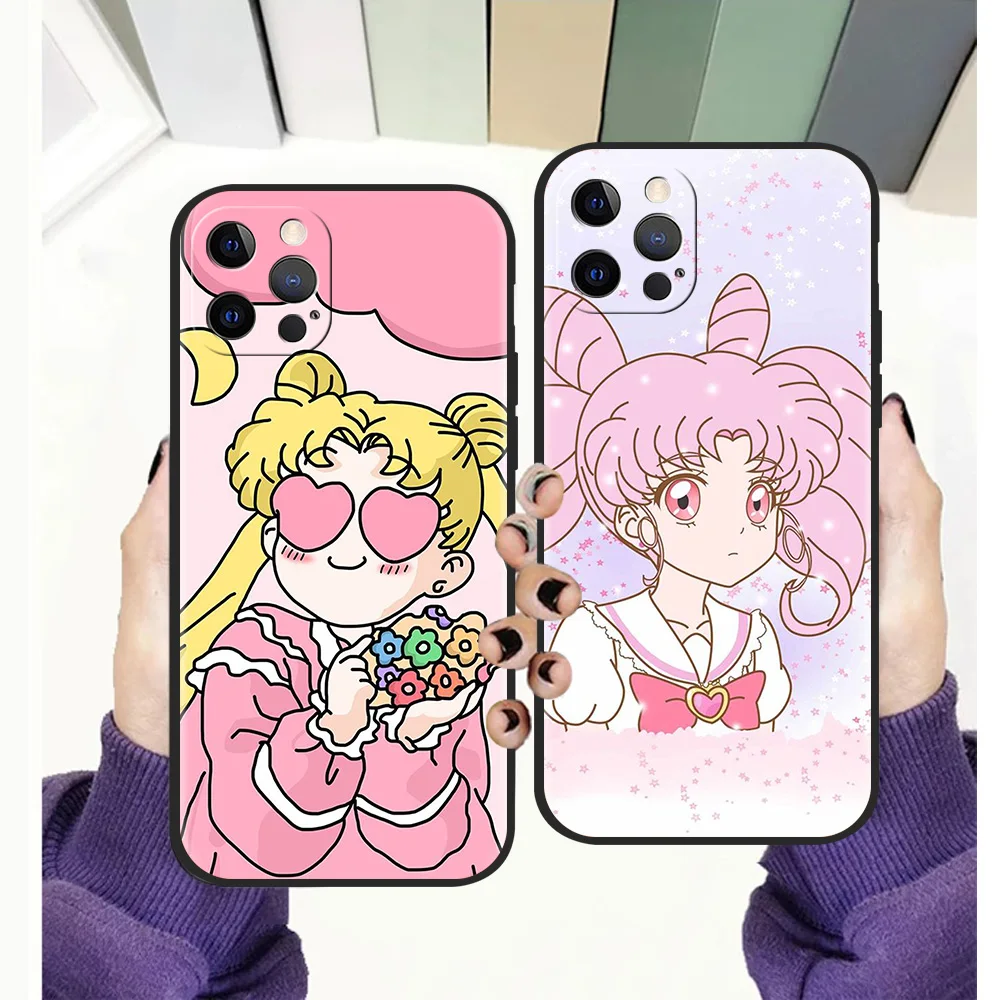 

Sailor Moon Lovely Phone Case for iPhone 12 13 Pro Max XR XS X Bag Soft Shell for iPhone 11 7 8 Plus SE2020 Silicone Cover Funda