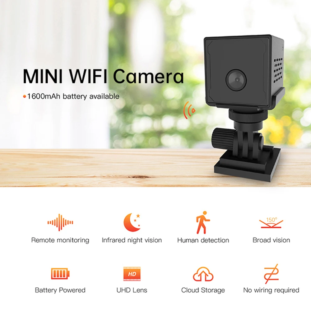 

4K Hid den Camera WiFi Wireless Mini Cameras Battery Operated Nanny Cam for Home Security with Motion Detection Night Vision