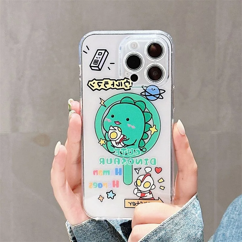 Магнитный чехол для телефона Cute Little Dinosaur Magsafe Samsung Galaxy S24 S23 S22 S21 S20 FE Plus Ultra 5G мягкий