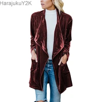 long sleeve retro velvet blazer jacket woman draped open front ladies elegant long style blazers new spring auutumn 2022