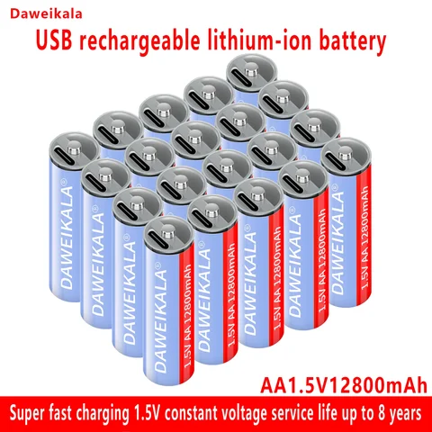 Новинка AA USB перезаряжаемый литий-ионный аккумулятор 1,5 в AA12800mah/литий-ионный аккумулятор часы для игрушек MP3 плеер термометр клавиатура