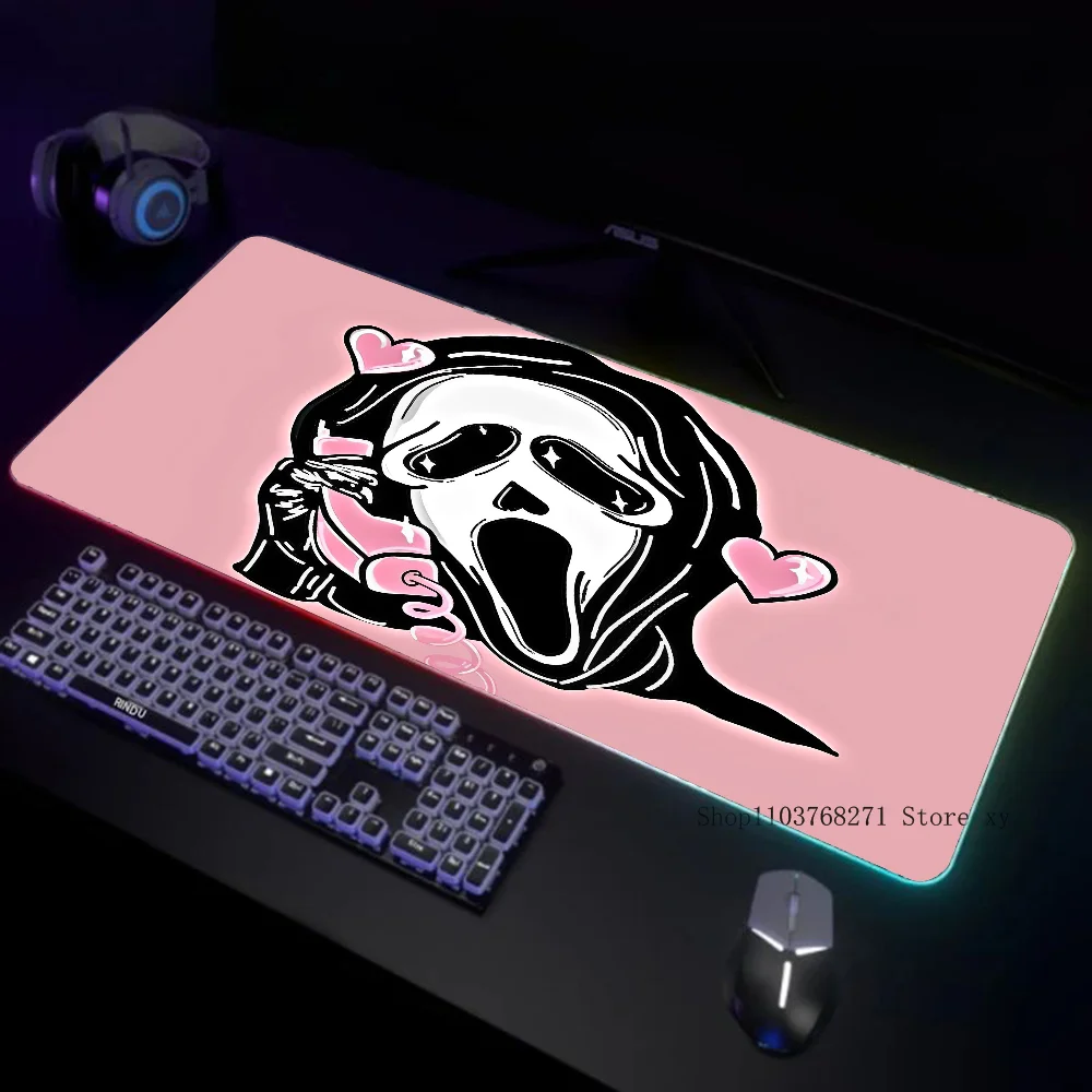 G-Ghostface H-Horror S-Scream Art Mousepad XXL RGB Gaming Mouse Pads HD Black Gamer Accessories Large LED