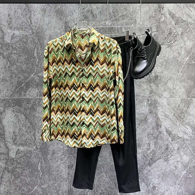 

Мужская Повседневная Блузка с отложным воротником и длинным рукавом