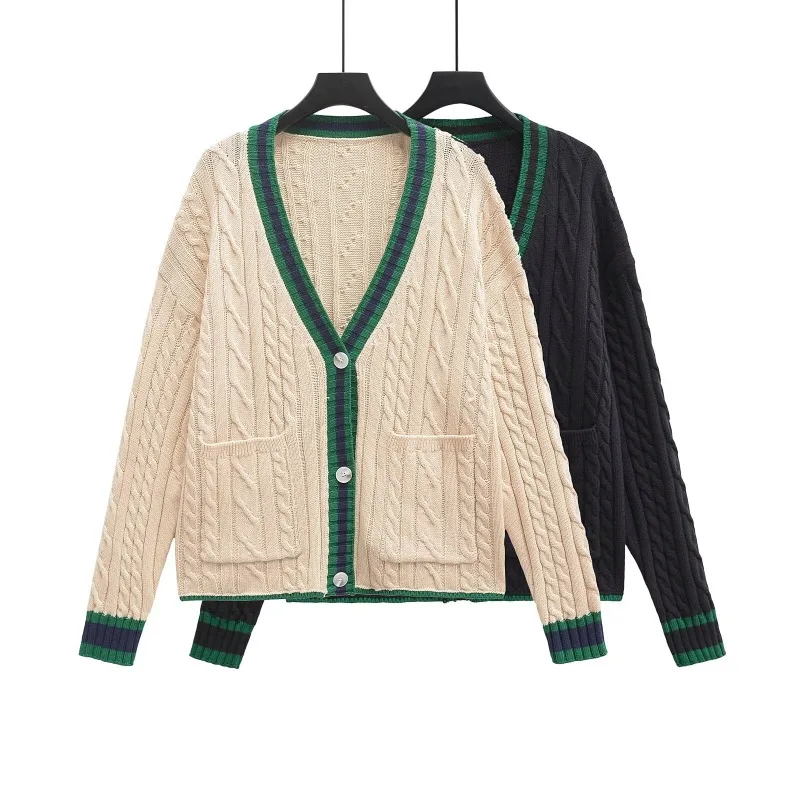 TRAF ZR вязаный кардиган женские длинные свитера с длинными рукавами женский