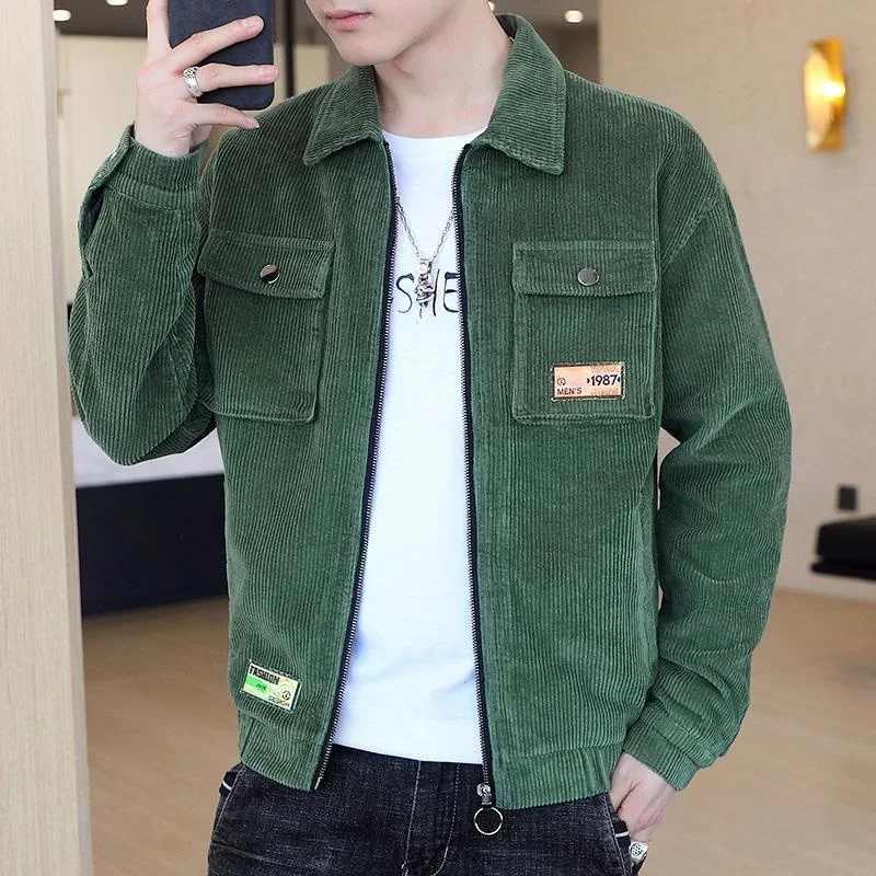 

Corduroy Basic Jacket Men's Autumn 2022 New Casual Handsome Korean Fashion Clothes Versatile Coat Winter Wool Blends Tactical