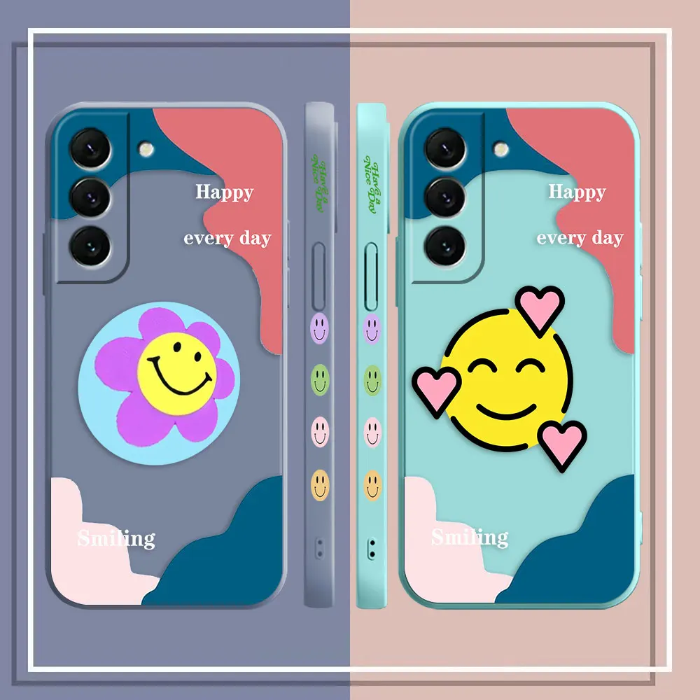 Case For Samsung Galaxy S23 S22 S21 S20 FE S11 S11E S10 S10E S9 S30 Ultra Plus 4G 5G Case Fundas Cqoue Shell Lovely Smiling Face