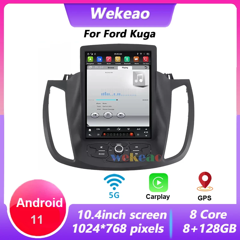 

Wekeao 10.4" Vertical Screen Tesla Style 1 Din Android 11 Auto Radio GPS Navigation For Ford Kuga Car Dvd Player 4G Carplay