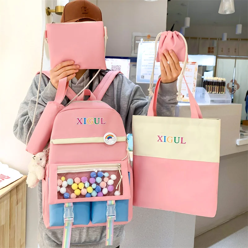 5 шт./комплект женский рюкзак для ноутбука с лентами |