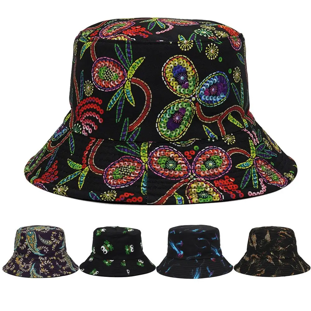 

Girl Boy Panama Hat Fishing Hat Outdoor Graffiti Bucket Hat Fisherman Cap Summer Sun Caps Sunscreen