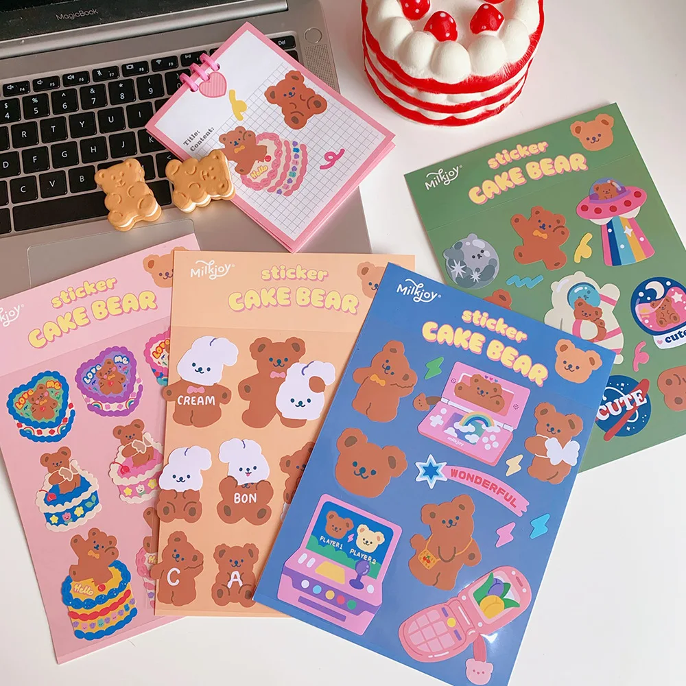 

Ins Cute Cartoon Sweet Bear Stickers Diary Diy Mobile Phone Notebook Water Cup Decoration Cute Paper Girls Stationery