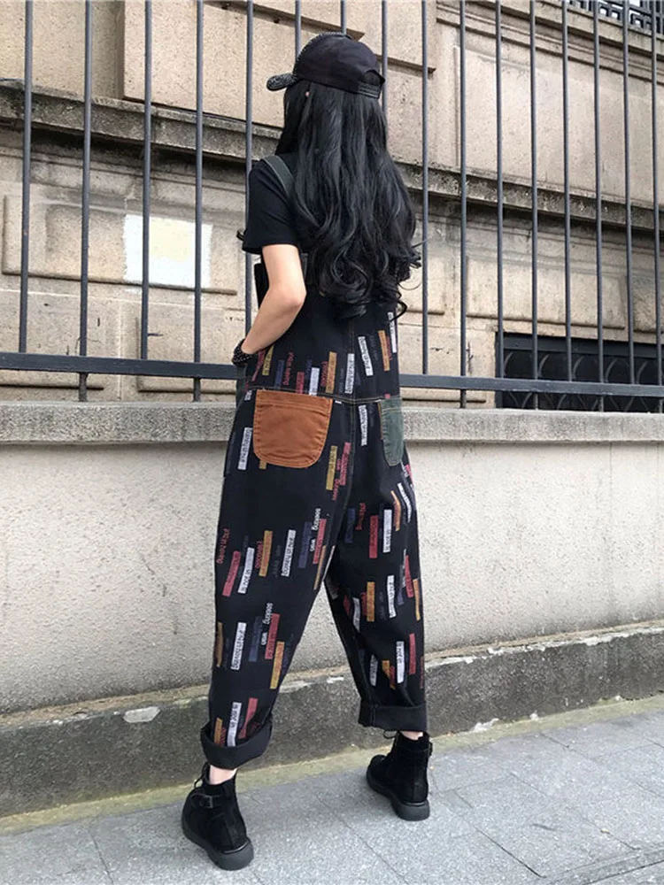 Женские джинсовые комбинезоны Max LuLu винтажные свободные джинсы с принтом