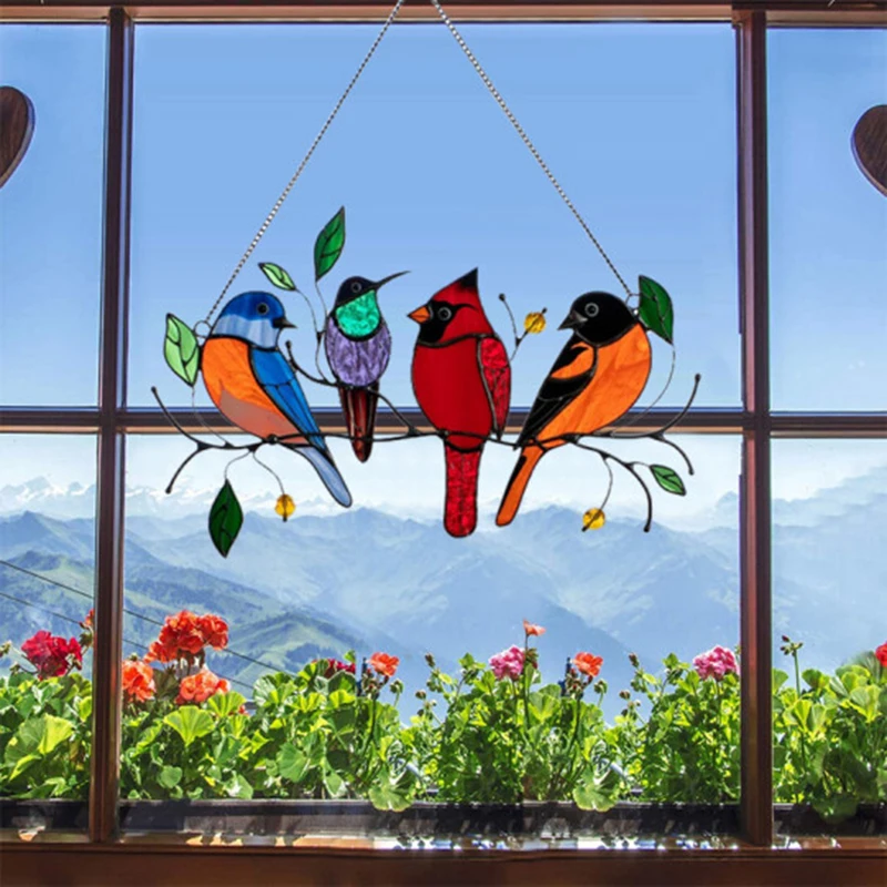 

Красные кардинальные украшения для окон, подвески, металлические настенные украшения в виде птиц, Декор, комнаты, аксессуары, скандинавский кулон, украшение для дома