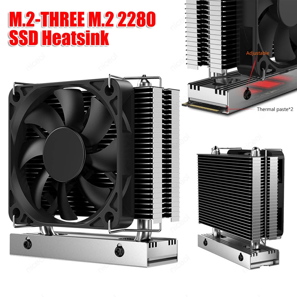 Φ M.2 2280 алюминиевый радиатор с вентилятором 6010 дюйма твердотельного диска для