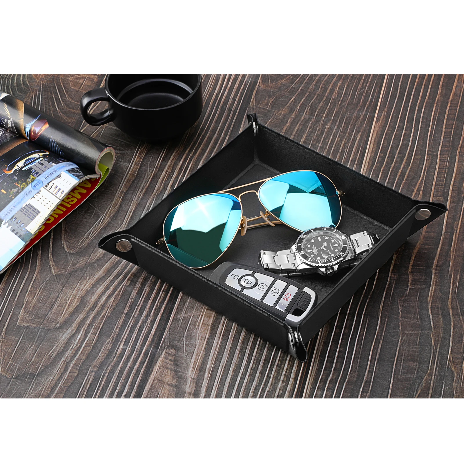 Luxspire Valet лоток из искусственной кожи для мужчин и женщин ювелирные изделия ключей