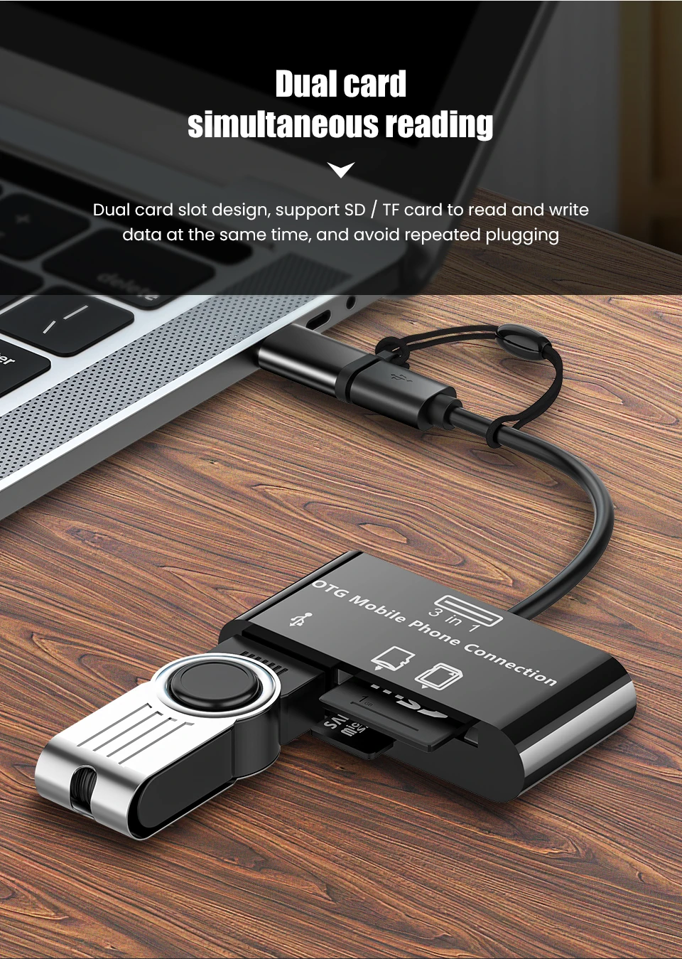 USB Type C Micro кардридер ANKNDO устройство для чтения SD-карт памяти U-диск OTG адаптер