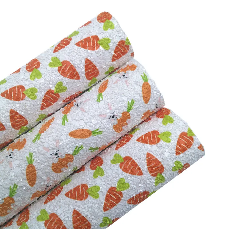 Пасхальная морковка принт крупный блеск винил ткань лист фетр подложка