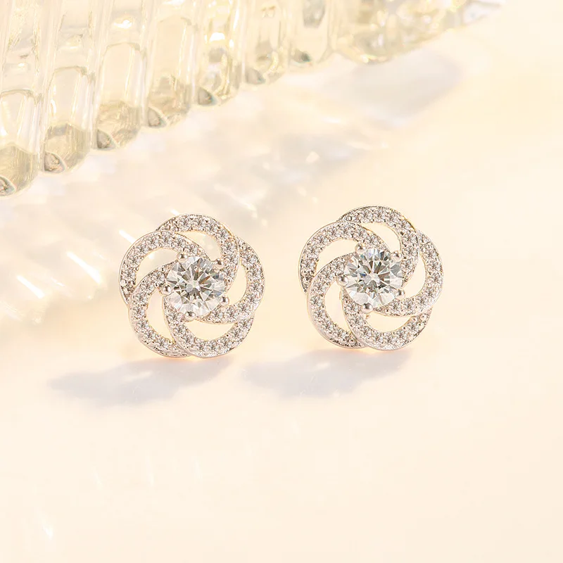 

100% S925 Sterling Silver Origin Diamond Earring for Women Fine DIWENFU Aros Mujer Oreja Diamond Stud Orecchini Females Girls
