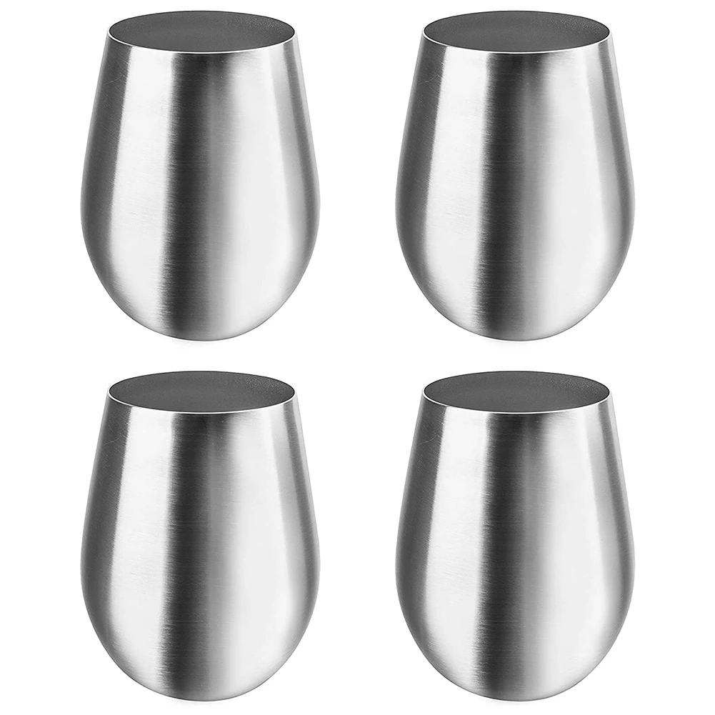 

Stainless Steel Unbreakable Wine Glasses- Set of 4 Wine Glasses, Portable Wine Tumbler, for Outdoor Events, Picnics