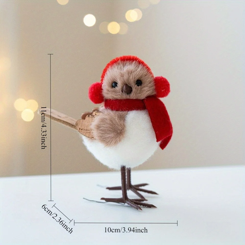 

Рождественские птицы из пенопласта с красными шарфами