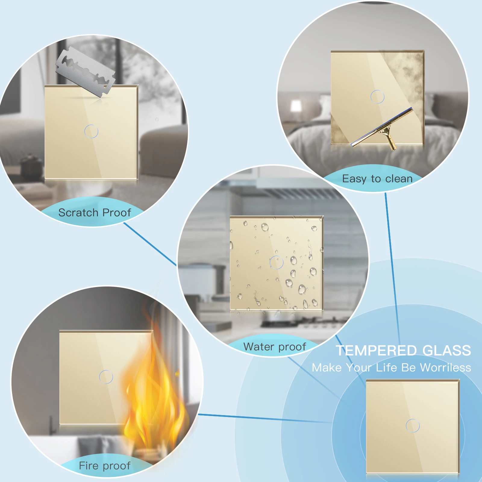 Настенный сенсорный выключатель BSEED 1/2/3 клавиши 1 канал светильник европейская