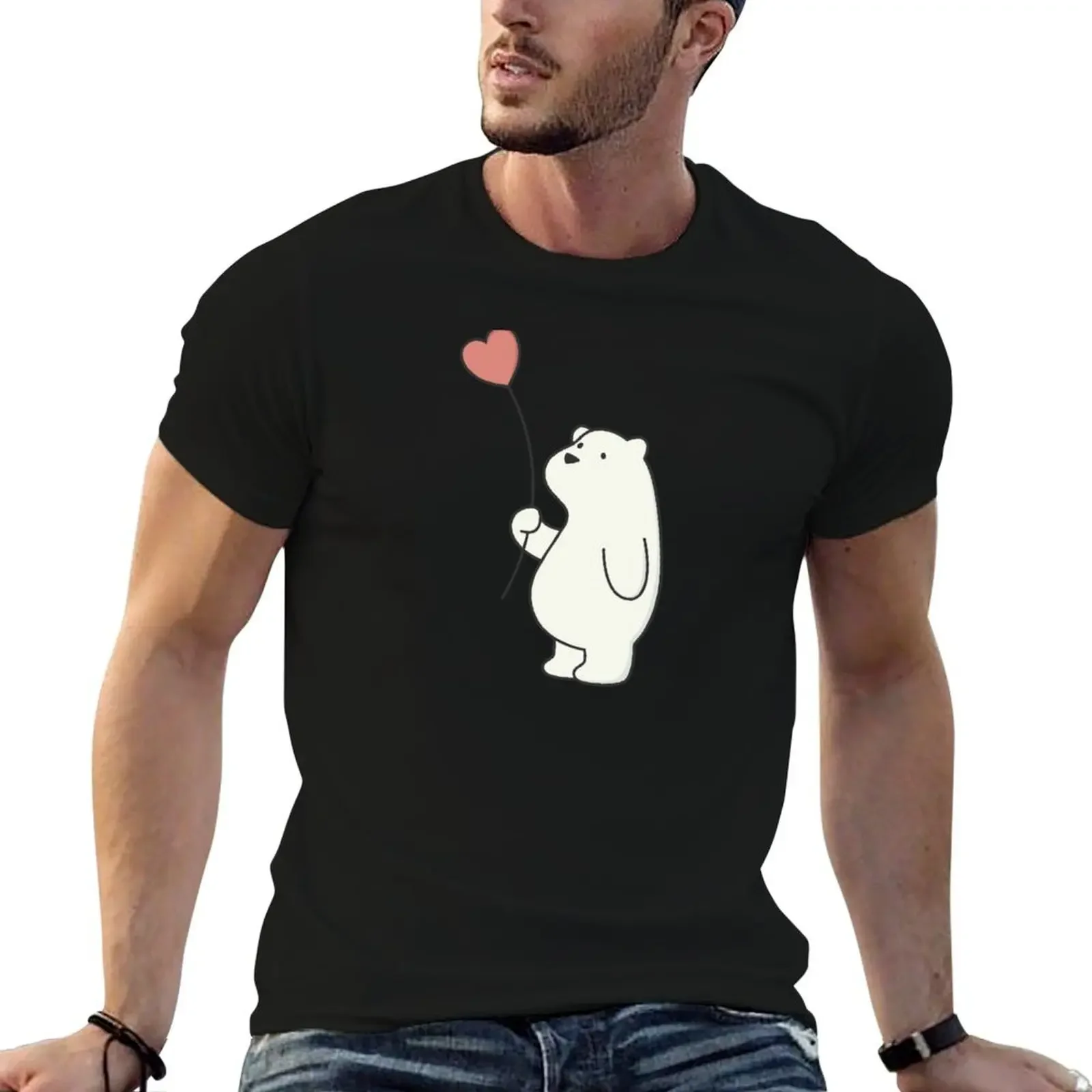Футболка Kawaii Cute Polar Bear With Heart для мальчиков белые заготовки любителей спорта новое