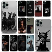 black dog dachshund doberman phone case for iphone 11 12 13 pro max xr xs x 8 7 se 2020 6 plus shockproof clear soft cover shell