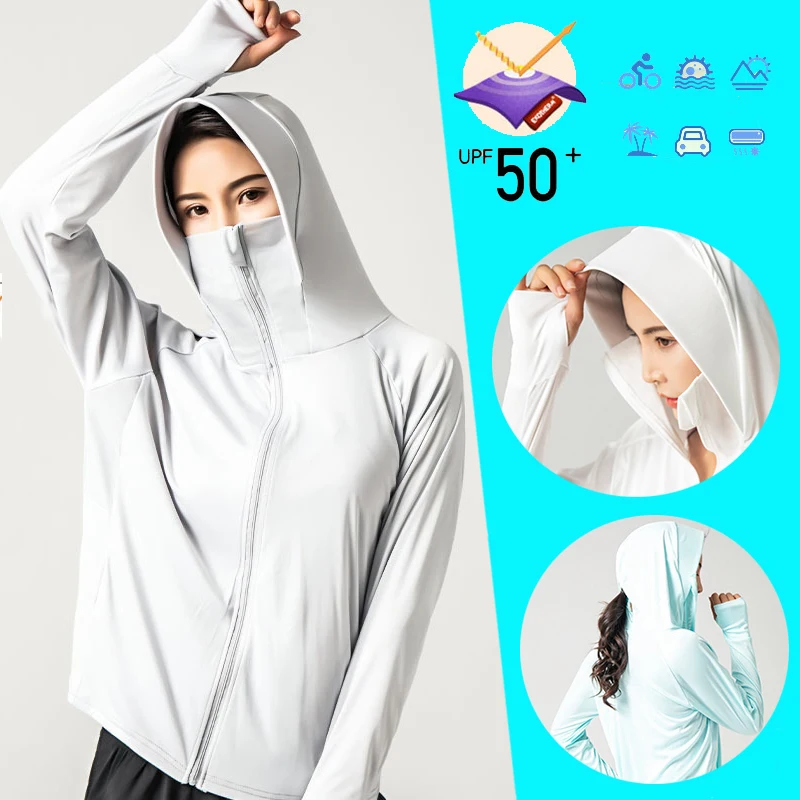 

UPF 50+ Sun-Protection Hiking Jacket Women Anti-UV Beach Sweatshirt Breathable Outdoor Running Sportswear Fishing Clothing