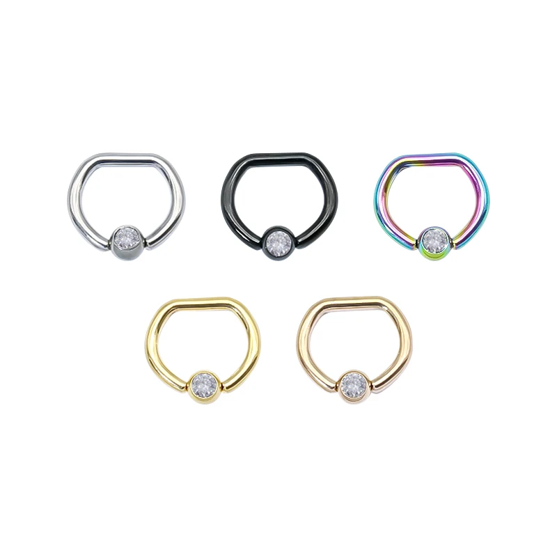 

1PC G23 Titanium Piercing Captive Bead Ring With Gem Stone Ear Cartilage Tragus Daith Helix Earrings Fashion Body Jewelry
