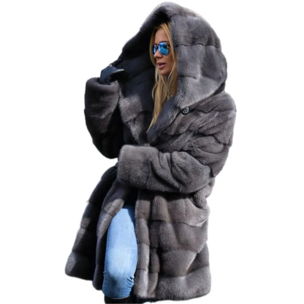 Mink Fur Coat For Women Winter Real Fur Jacket With Hoods Nature Full Pelt Mink Luxury Outerwear Ladies Cold-Resistant Overcoat