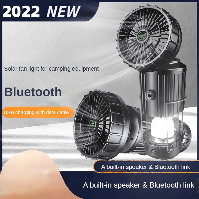 

Уличный светильник для кемпинга на солнечной батарее, лампа с Bluetooth и звуковым вентилятором, лампа для лошадей с аварийным освещением и заря...
