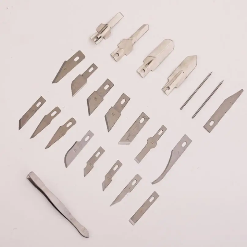 

30pcs SK5 Wood Carving Chisel Tool Set Metal Replacement Blades Tweezer Crafts Sharpening Stone Carving Cutter Repair Tool