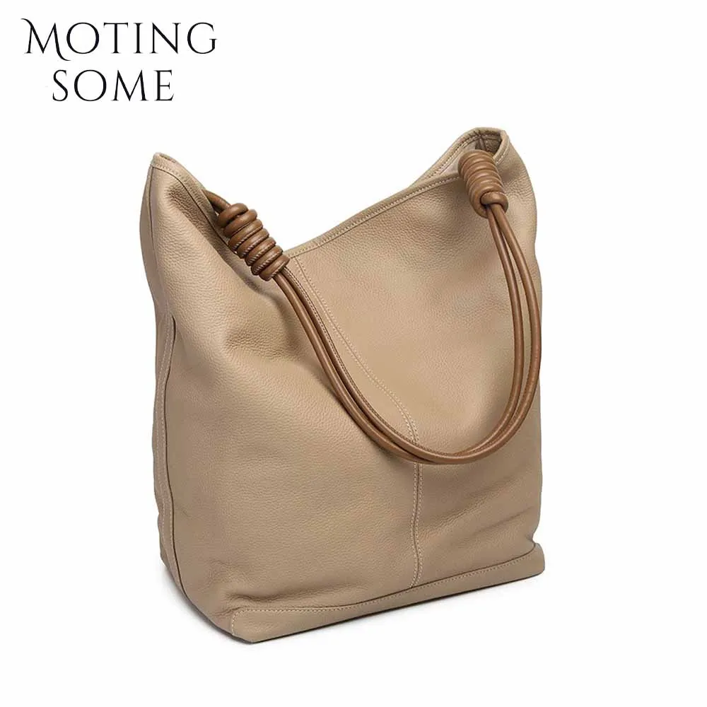 Motingsome минимализм 100% женская сумка из воловьей кожи вместительная сумка-мешок