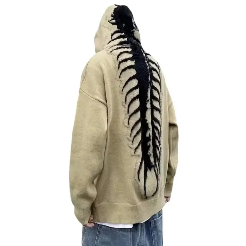 Свитер с капюшоном и рисунком улитки унисекс повседневный вязаный топ модный