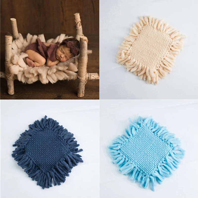 Newborn Photography Props Accessories Woven Blankets Studio Baby Shooting Backdrop Square Blanket 50*50cm Basket Stuffer Cushion