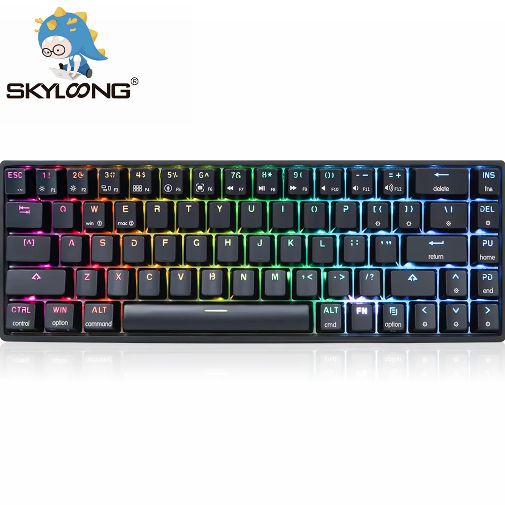 Клавиатура Механическая оптическая SKYLOONG GK68 SK68, 68 клавиш, блестящая подсветка RGB, программируемая для Win/Mac/Gaming/PC