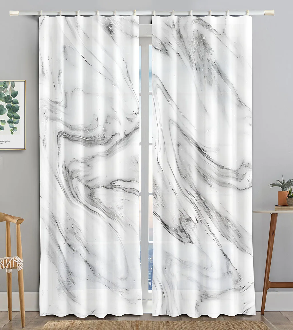 

Marble Texture Black&white Curtains for Living Room Cloth Curtain Bedroom Window Curtain for Living Room Bedroom Decor
