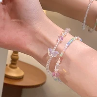 sweet colorful ab butterfly crystal beaded bracelets for women temperament handmade animal butterfly moon bracelet charm jewelry