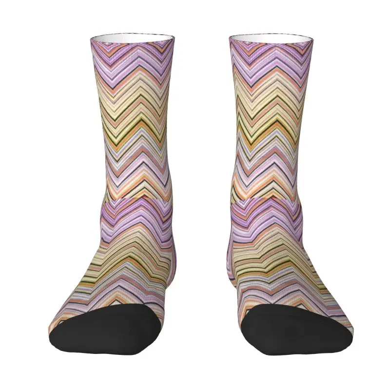 Zigzag Camouflage Missonis Dress Socks for Men Women Warm Fashion Bohemian Camouflage Crew Socks