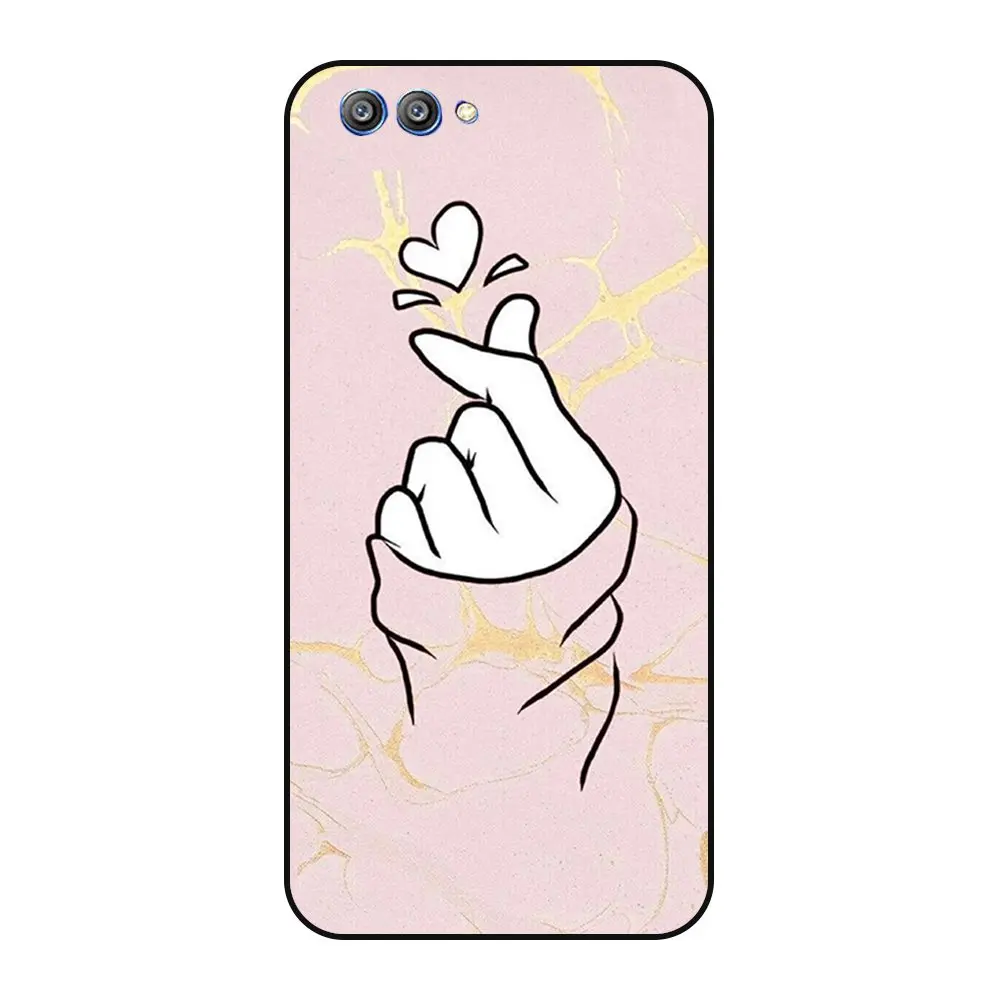 Черный бампер для Huawei Honor V10 красивый мягкий чехол с животными высокого качества