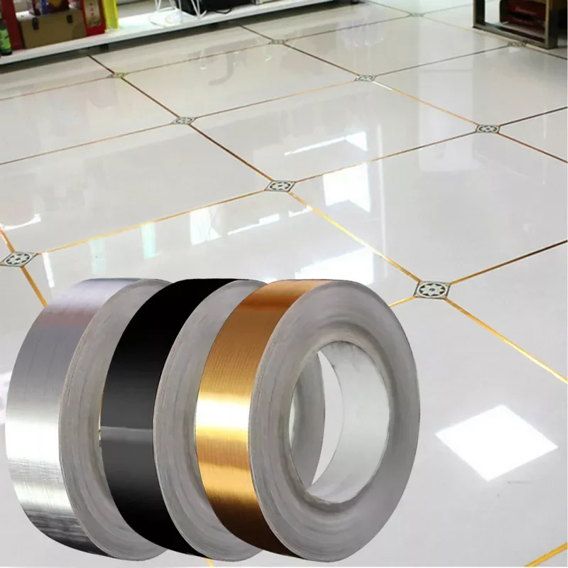

50m/Roll Brushed Gold Silver Floor Edging Waterproof Seam Wall Stickers Wall Gap home decoration Self-adhesive Tile sticker 2021